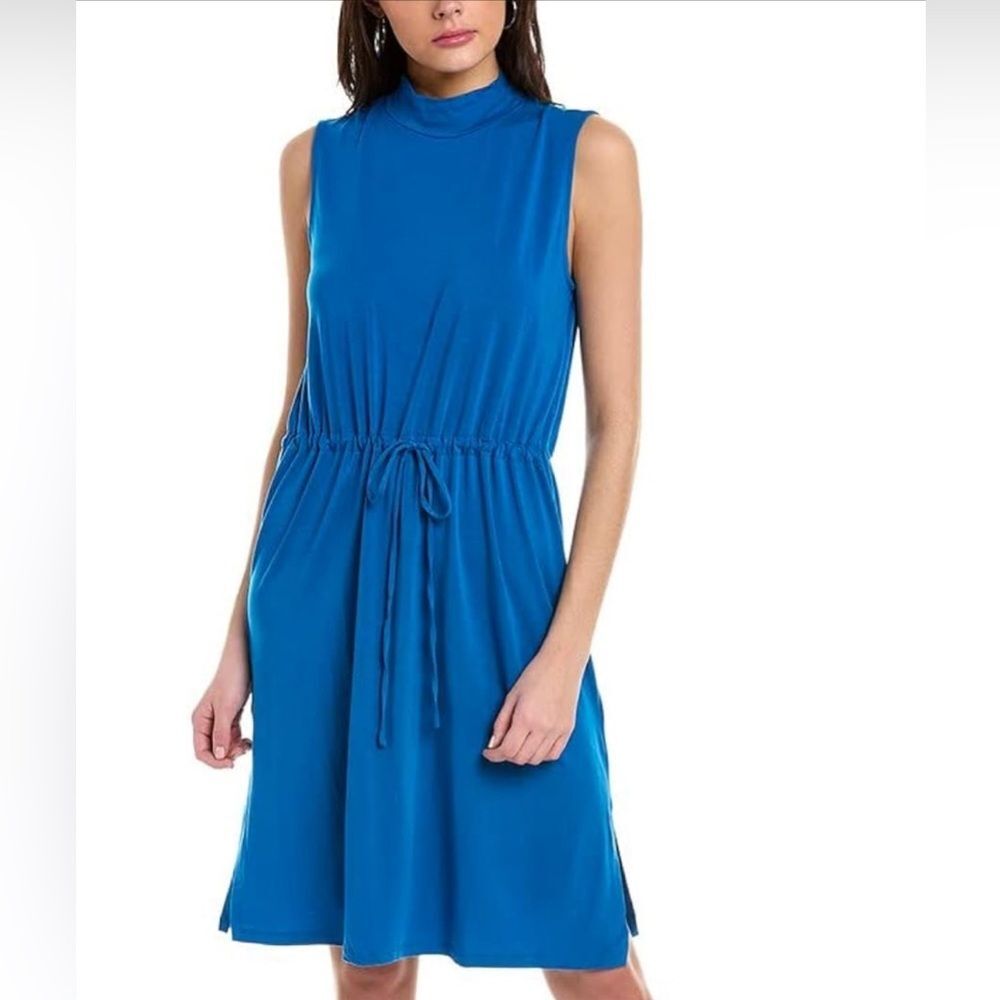 Eileen Fisher Marne Mock Neck Dress Teal Blue Women's Size XL NWT